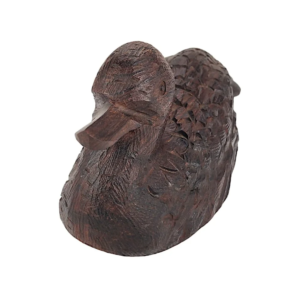 Vintage Hand Carved Ironwood Duck Decoy Hand Made Brown